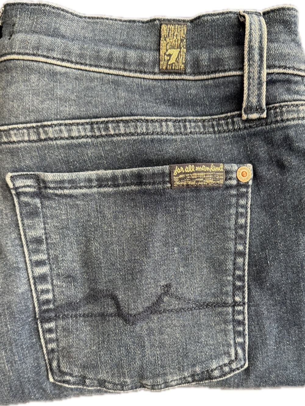 7 For All Mankind High Waist Gwenevere Distressed Skinny Jeans Blue Denim
